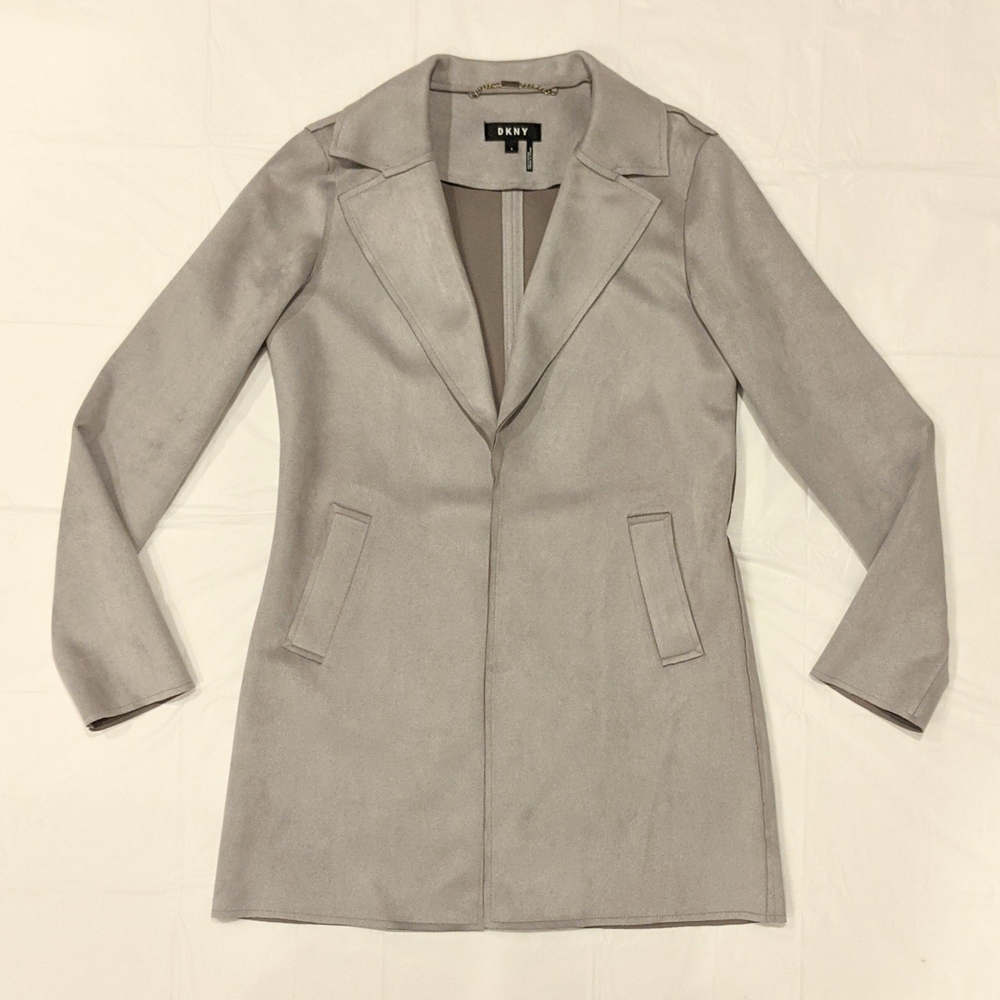 DKNY Women's Gray Suede Coat